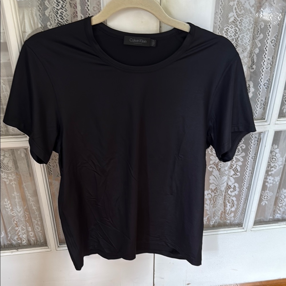Calvin Klein Collection Black Nylon Short Sleeve Tee